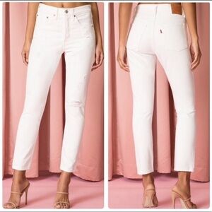 Levi’s 501‎ White Distressed Skinny Jeans in Don't Mind If I Do Size 24